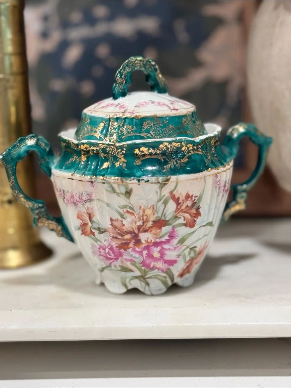 Bavaria / Vintage Hand Painted sugar Bow